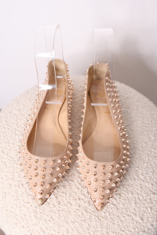 Christian Louboutin Spike Beige Metallic Flat – Size 40