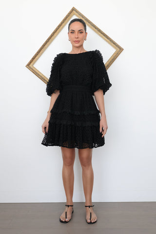 Aje Black Aveline Broderie Mini Dress – Size 12