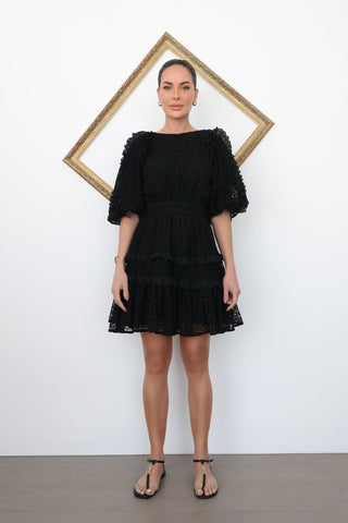 Aje Black Aveline Broderie Mini Dress – Size 12