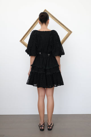 Aje Black Aveline Broderie Mini Dress – Size 12
