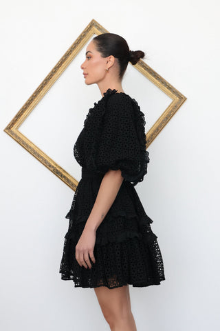 Aje Black Aveline Broderie Mini Dress – Size 12