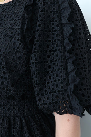 Aje Black Aveline Broderie Mini Dress – Size 12