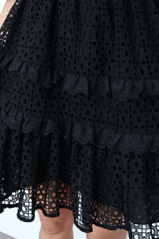 Aje Black Aveline Broderie Mini Dress – Size 12