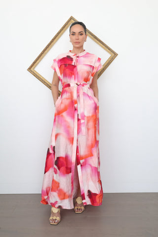 Acler Highlow Maxi Dress Plum Watercolour – Size 12