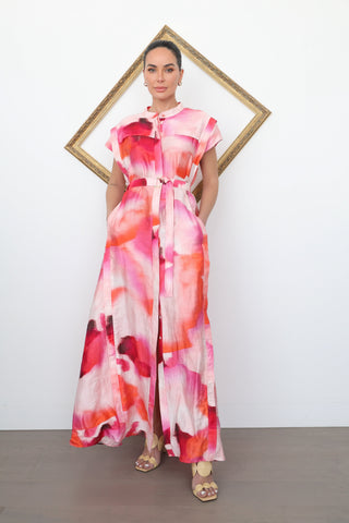 Acler Highlow Maxi Dress Plum Watercolour – Size 12