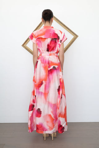 Acler Highlow Maxi Dress Plum Watercolour – Size 12