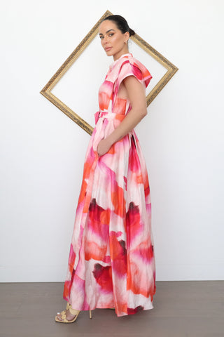 Acler Highlow Maxi Dress Plum Watercolour – Size 12