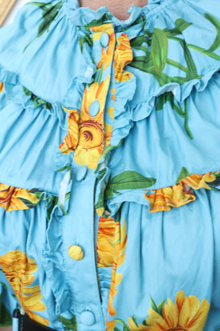 Leo Lin Marguerite Mini Dress Blue Floral – Size 12