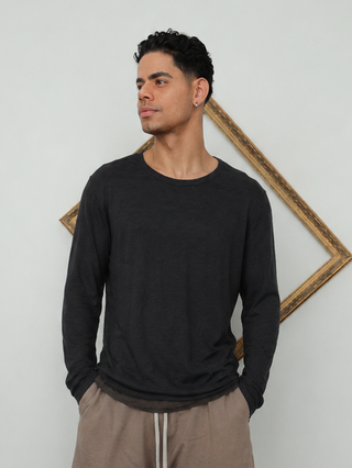Neil Barrett Black Long Sleeve Slub T-Shirt - L