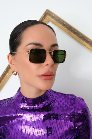 Eyepetizer Rectangular Tortoiseshell Sunglasses - O/S