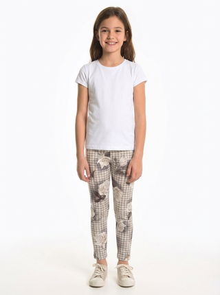 Monnalisa Floral and Houndstooth Print Leggings – 8 Years