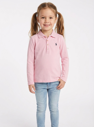 Ralph Lauren Pink Long Sleeve Cotton Polo Top – 5 Years