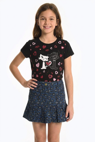 Little Marc Jacobs Leopard Print Flared Denim Skirt - 8 Years